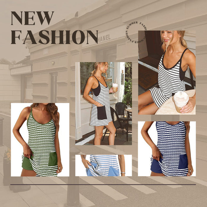 🎁Vestido de verano sin mangas para mujer con pantalones cortos-ES