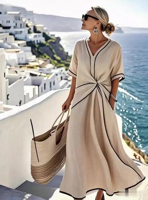 Vestido holgado de rayas para mujer-ES