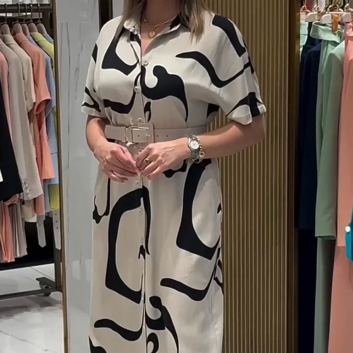 Vestido largo de manga corta estampado para mujer-ES