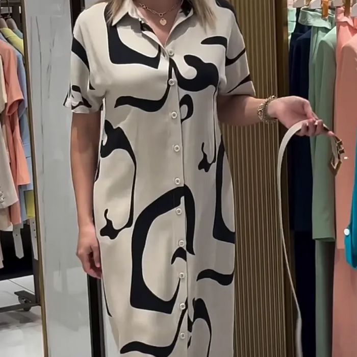 Vestido largo de manga corta estampado para mujer-ES