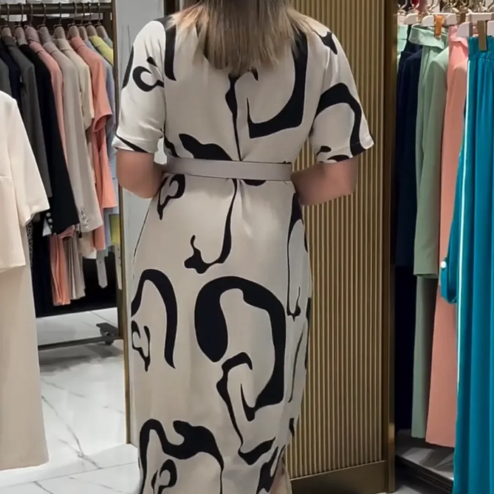 Vestido largo de manga corta estampado para mujer-ES