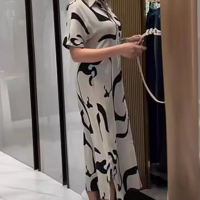 Vestido largo de manga corta estampado para mujer-ES