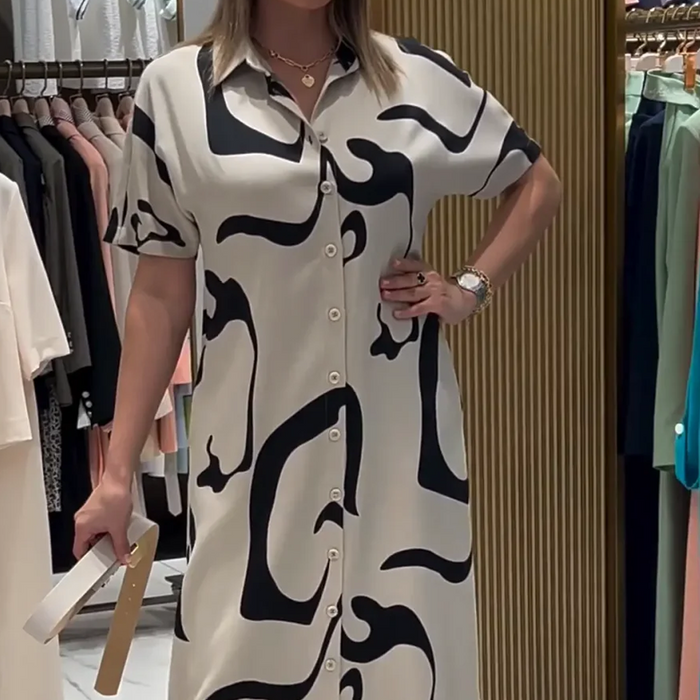 Vestido largo de manga corta estampado para mujer-ES