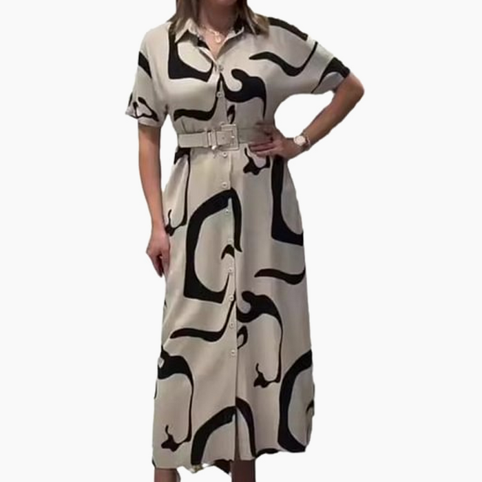 Vestido largo de manga corta estampado para mujer-ES