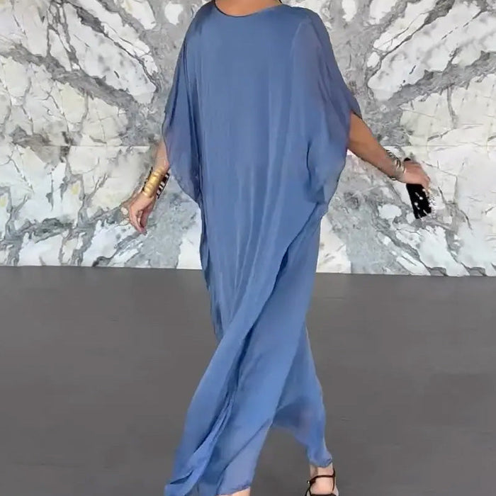 Vestido largo holgado con cuello en V y transpirable para mujer-ES