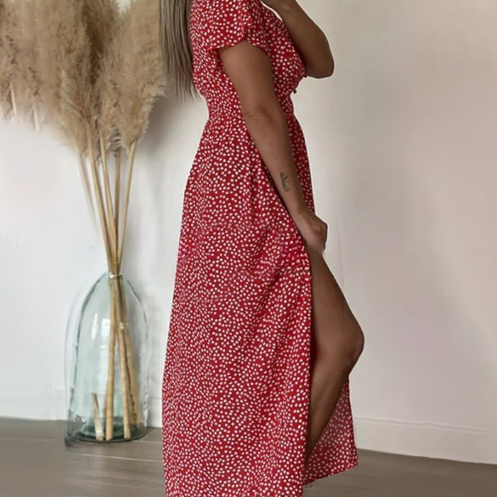 Vestido largo sexy de mujer con aberturas laterales.-ES