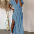 Vestido largo sexy de mujer con aberturas laterales.-ES