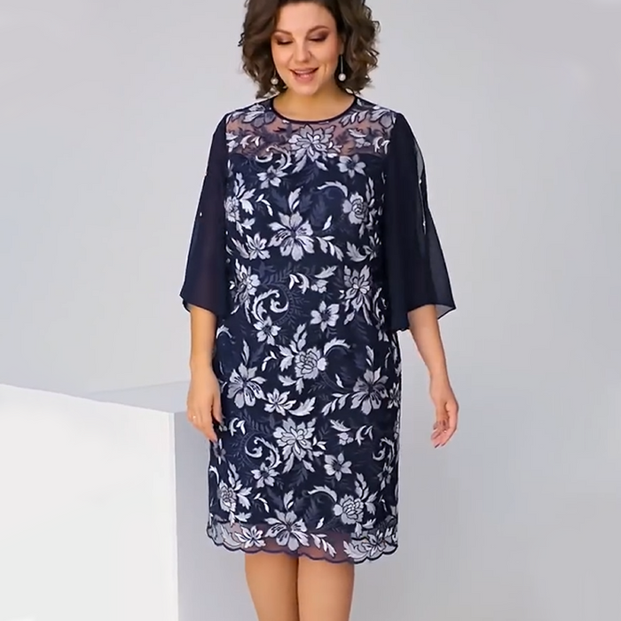 ✨Vestido midi de malla con estampado floral para mujer-ES