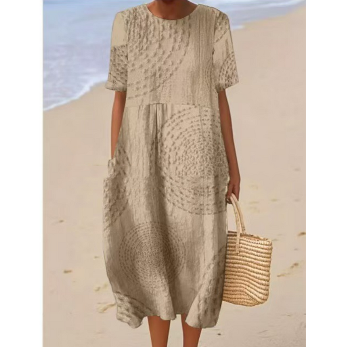 Vestido midi holgado informal para mujer-ES