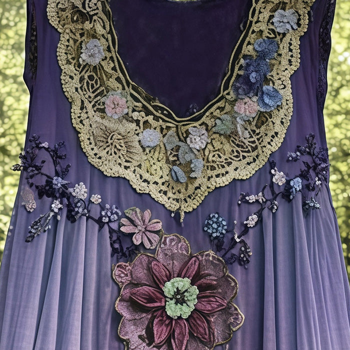 Vestido midi sin mangas con cuello en U y estampado 3D-ES