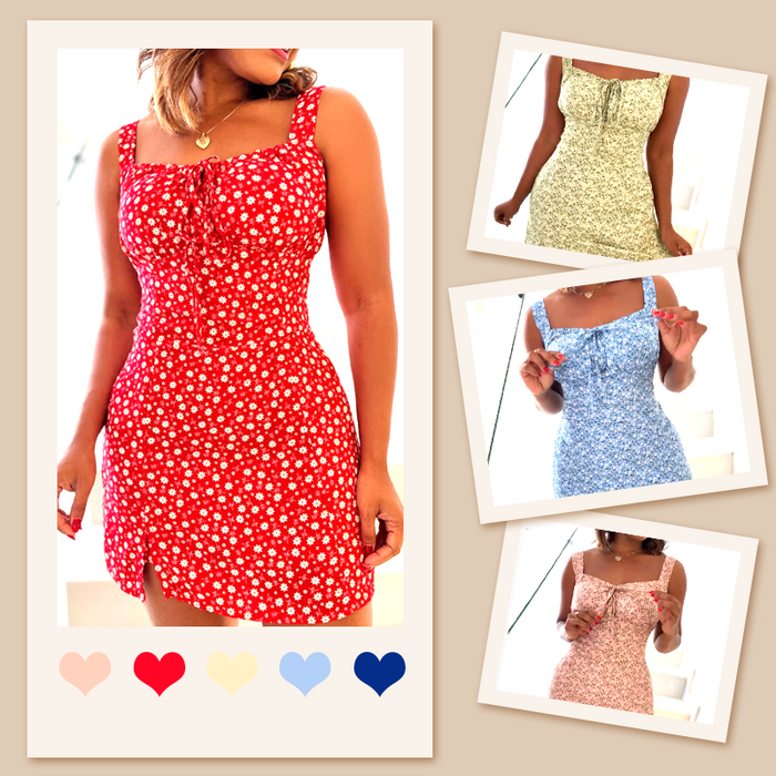 🌸Vestido mini con estampado floral y tirantes finos-ES