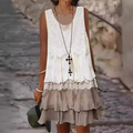 Vestido patchwork sin mangas de moda para mujer-ES
