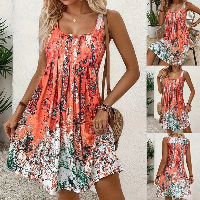 🔥Vestido sencillo sin mangas con estampado-ES