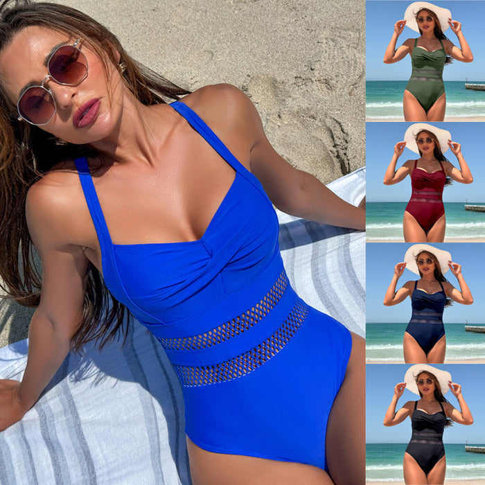 🔥🥰Ženske enodelne kopalke z mrežastimi detajli🌟👙-SI