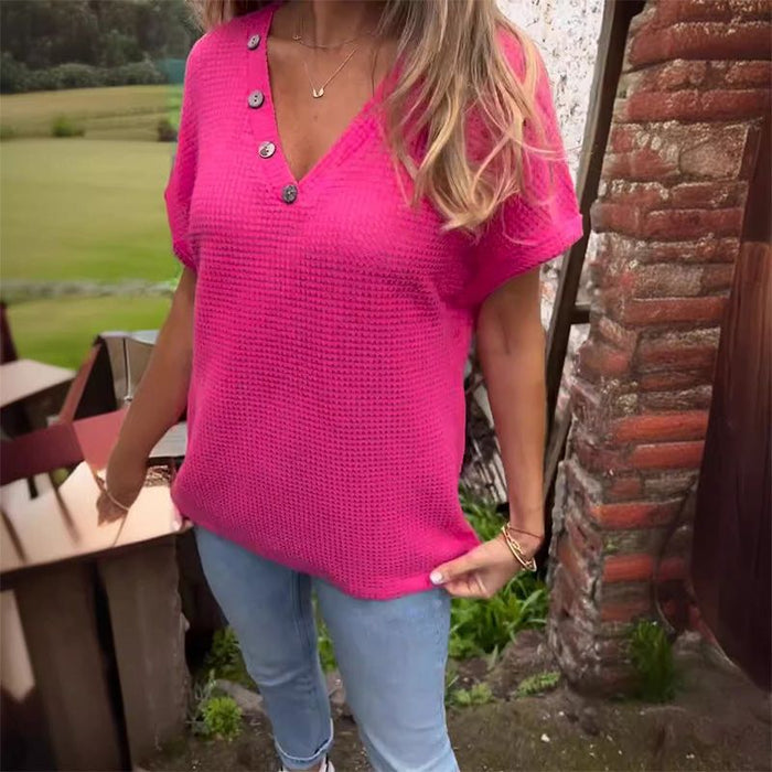 Ženski elegantni top kratkih rukava s istaknutim dekolteom-HR